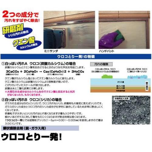 ウロコとり一発300ｇ ハウスクリーニングの浴室　お風呂の頑固な鏡のウロコ落とし剤です。傷が入りにくいシリカスケール除去剤ですの画像