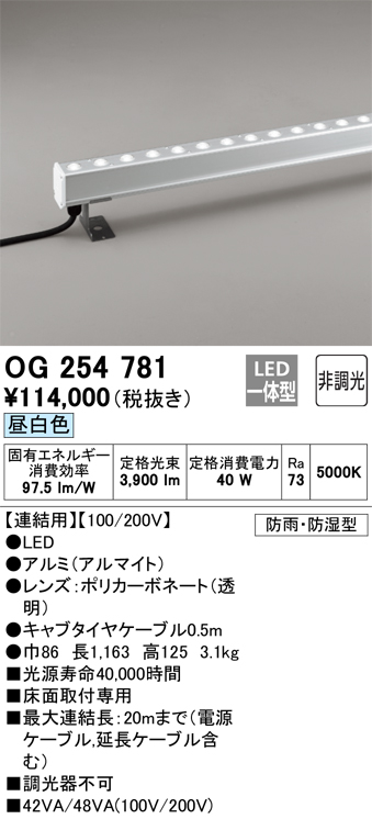 安心のメーカー保証 【インボイス対応店】OG254781 オーデリック 屋外灯 間接照明 LED  Ｎ区分の画像