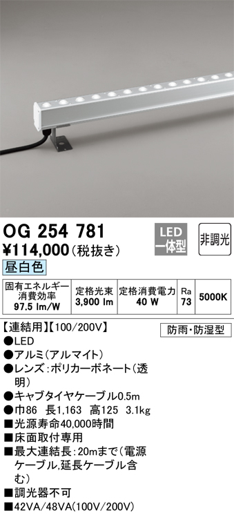 安心のメーカー保証【インボイス対応店】OG254781 オーデリック 屋外灯 間接照明 LED  Ｔ区分の画像