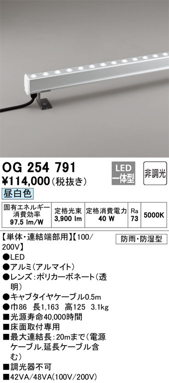 安心のメーカー保証【インボイス対応店】OG254791 オーデリック 屋外灯 間接照明 LED  Ｔ区分の画像