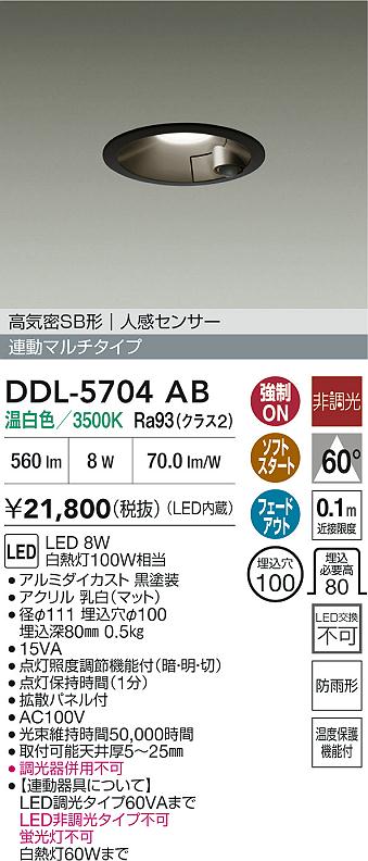 安心のメーカー保証【インボイス対応店】DDL5704AB ダイコー 屋外灯 ダウンライト LED 大光電機の画像