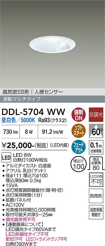 安心のメーカー保証【インボイス対応店】DDL5704WW ダイコー 屋外灯 ダウンライト LED 大光電機の画像