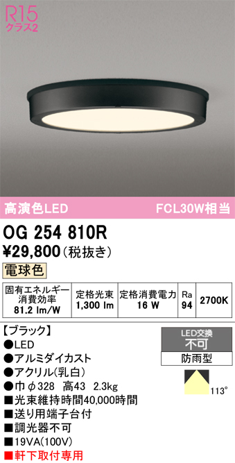 安心のメーカー保証 【インボイス対応店】OG254810R オーデリック 屋外灯 軒下灯 LED  Ｔ区分の画像