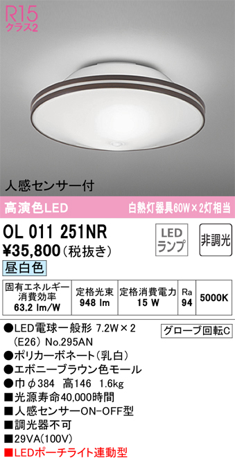 安心のメーカー保証【インボイス対応店】OL011251NR （ランプ別梱包）『OL011251#＋NO295AN×2』 オーデリック シーリングライト LED  Ｔ区分の画像