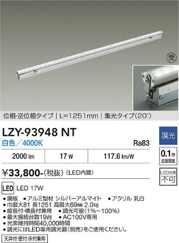 安心のメーカー保証【インボイス対応店】LZY93948NT ダイコー ベースライト 間接照明 LED  受注生産品 大光電機の画像