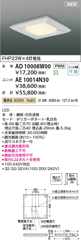安心のメーカー保証【インボイス対応店】AE10014N30 （本体別売） コイズミ ランプ類 LEDユニット LED  Ｔ区分の画像