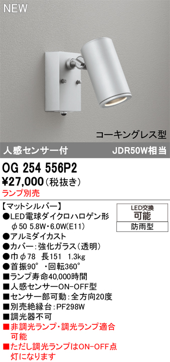 安心のメーカー保証 【インボイス対応店】OG254556P2 オーデリック 屋外灯 スポットライト LED ランプ別売 Ｔ区分の画像