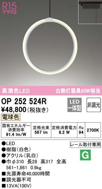 安心のメーカー保証【インボイス対応店】OP252524R オーデリック ペンダント 配線ダクト用 LED  Ｔ区分の画像