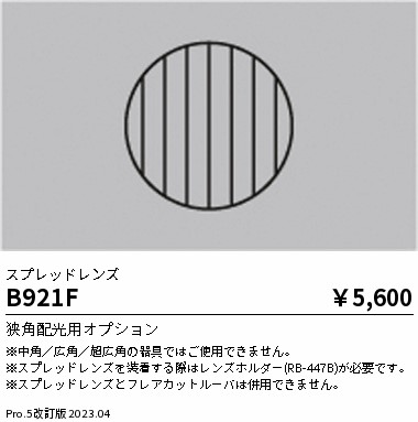 安心のメーカー保証【インボイス対応店】B921F 遠藤照明 オプション  Ｎ区分 Ｎ発送の画像