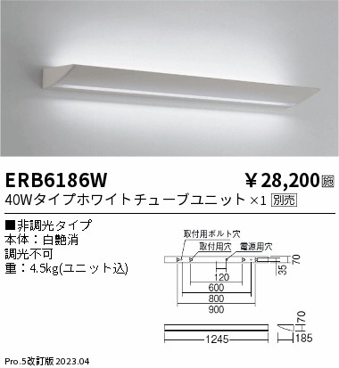 安心のメーカー保証【インボイス対応店】ERB6186W 遠藤照明 ブラケット 一般形 LED ランプ別売 Ｎ区分の画像