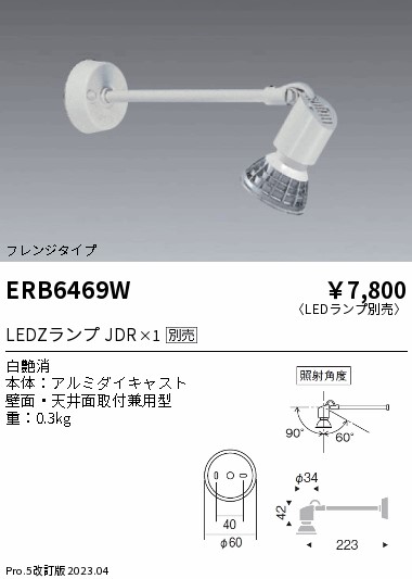 安心のメーカー保証【インボイス対応店】ERB6469W 遠藤照明 スポットライト LED ランプ別売 Ｎ区分 Ｎ発送の画像