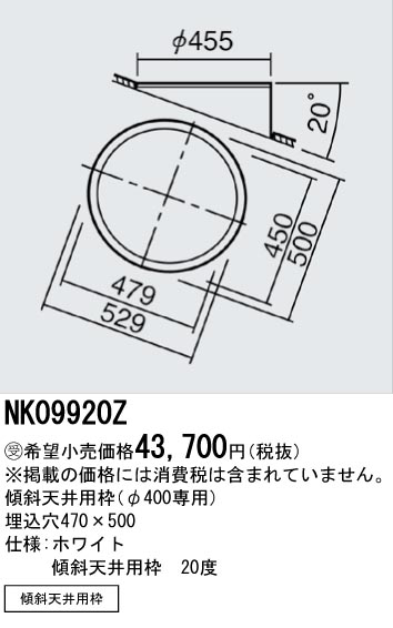 安心のメーカー保証【インボイス対応店】NK09920Z パナソニック ダウンライト オプション 傾斜天井用枠  受注生産品  Ｎ区分の画像