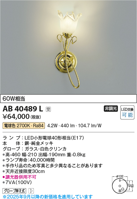 安心のメーカー保証【インボイス対応店】AB40489L コイズミ ブラケット 一般形 LED  Ｔ区分の画像