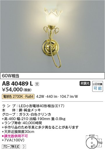 安心のメーカー保証【インボイス対応店】AB40489L コイズミ ブラケット 一般形 LED  Ｔ区分の画像