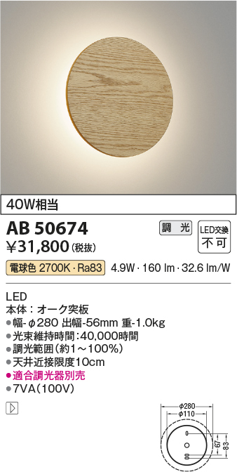 安心のメーカー保証【インボイス対応店】AB50674 コイズミ ブラケット 一般形 LED  Ｔ区分の画像