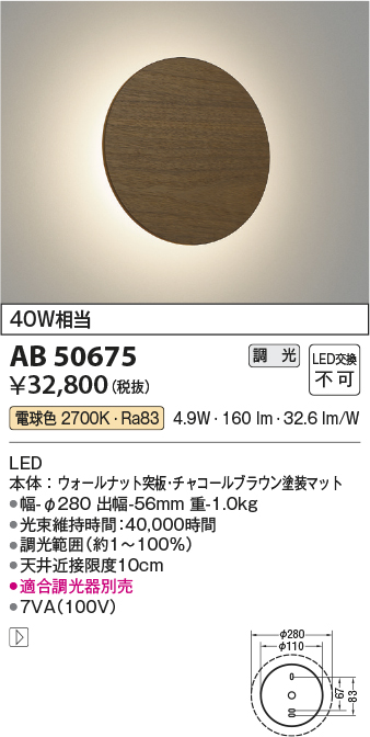 安心のメーカー保証【インボイス対応店】AB50675 コイズミ ブラケット 一般形 LED  Ｔ区分の画像