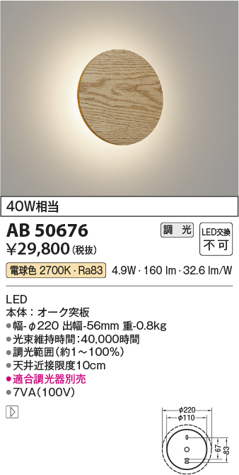 安心のメーカー保証【インボイス対応店】AB50676 コイズミ ブラケット 一般形 LED  Ｔ区分の画像