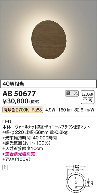 安心のメーカー保証【インボイス対応店】AB50677 コイズミ ブラケット 一般形 LED  Ｔ区分の画像