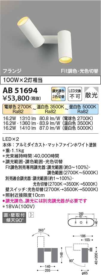 安心のメーカー保証【インボイス対応店】AB51694 コイズミ スポットライト LED  Ｔ区分の画像