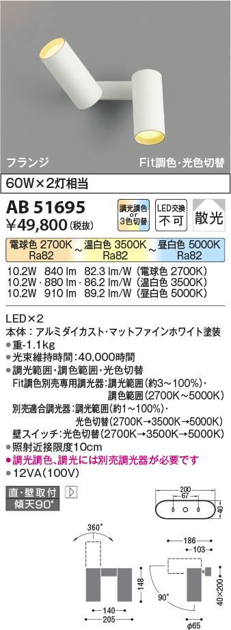 安心のメーカー保証【インボイス対応店】AB51695 コイズミ スポットライト LED  Ｔ区分の画像