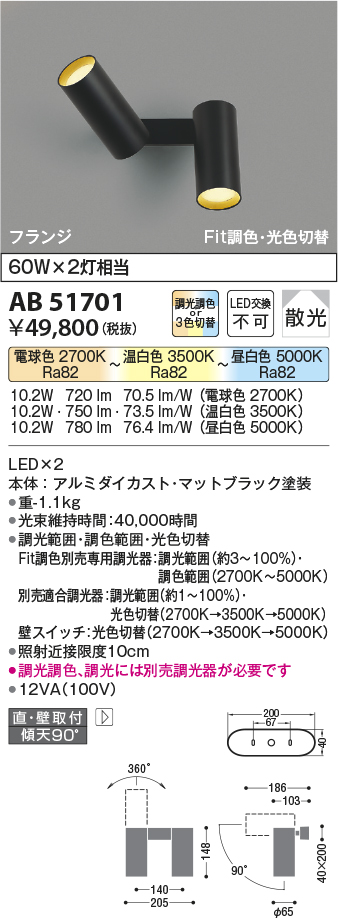 安心のメーカー保証【インボイス対応店】AB51701 コイズミ スポットライト LED  Ｔ区分の画像