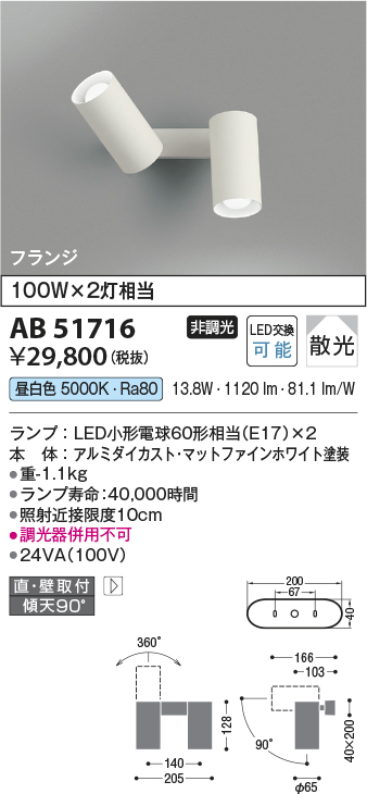 安心のメーカー保証【インボイス対応店】AB51716 コイズミ スポットライト LED  Ｔ区分の画像