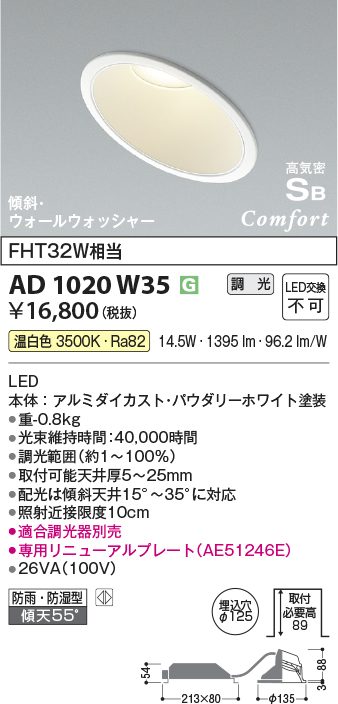 安心のメーカー保証【インボイス対応店】AD1020W35 コイズミ ポーチライト 軒下使用可 LED  Ｔ区分の画像