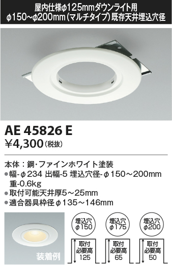 安心のメーカー保証【インボイス対応店】AE45826E コイズミ ダウンライト オプション  Ｔ区分の画像