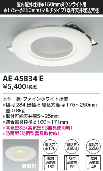 安心のメーカー保証【インボイス対応店】AE45834E コイズミ ダウンライト オプション  Ｔ区分の画像