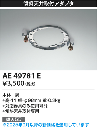 安心のメーカー保証【インボイス対応店】AE49781E コイズミ オプション  Ｔ区分の画像