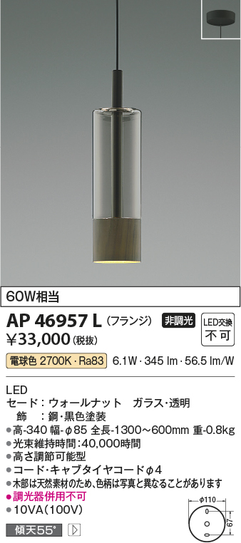 安心のメーカー保証【インボイス対応店】AP46957L コイズミ ペンダント LED  Ｔ区分の画像