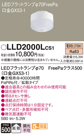 安心のメーカー保証【インボイス対応店】LLD2000LCS1 パナソニック ランプ類 LEDユニット LED  Ｔ区分の画像