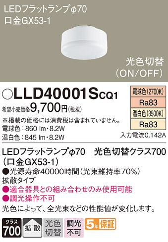 安心のメーカー保証　【インボイス対応店】LLD40001SCQ1 パナソニック ランプ類 LEDユニット LED  Ｔ区分の画像