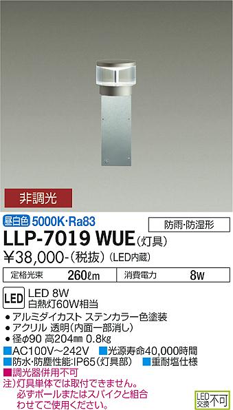 安心のメーカー保証【インボイス対応店】LLP-7019WUE ダイコー 屋外灯 ポールライト 灯具のみ ポール別売 LED の画像