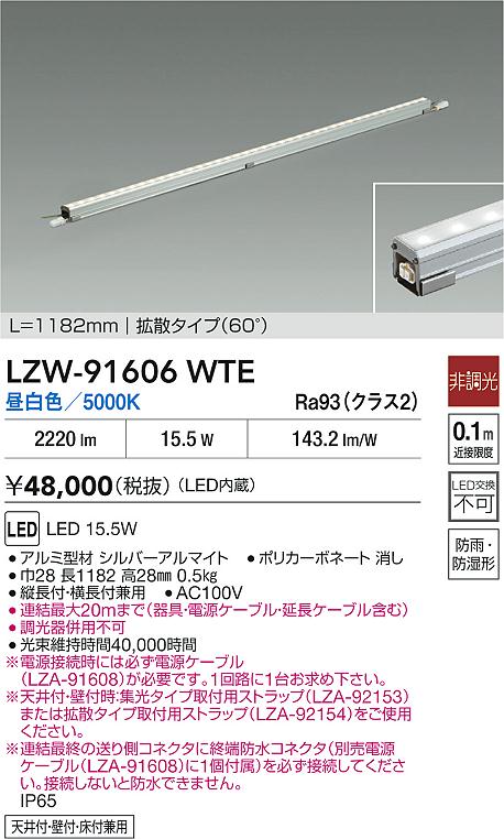 安心のメーカー保証【インボイス対応店】LZW91606WTE （電源ケーブル別売） ダイコー 屋外灯 間接照明 LED 大光電機の画像