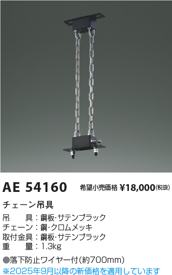 安心のメーカー保証【インボイス対応店】AE54160 コイズミ ベースライト オプション チェーン吊具  Ｔ区分の画像
