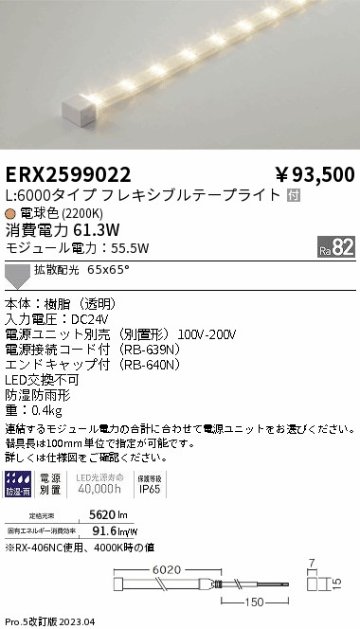 安心のメーカー保証【インボイス対応店】ERX2599022 （電源ユニット別売） 遠藤照明 屋外灯 フレキシブルライト LED  Ｎ区分 Ｎ発送の画像