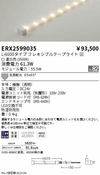 安心のメーカー保証【インボイス対応店】ERX2599035 （電源ユニット別売） 遠藤照明 屋外灯 フレキシブルライト LED  Ｎ区分 Ｎ発送の画像