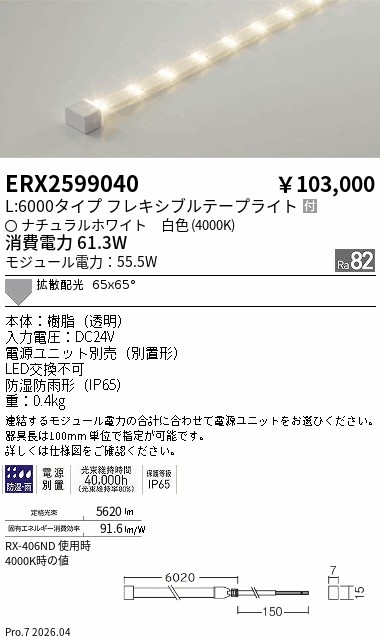 安心のメーカー保証【インボイス対応店】ERX2599040 （電源ユニット別売） 遠藤照明 屋外灯 フレキシブルライト LED  Ｎ区分 Ｎ発送の画像