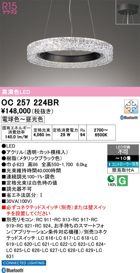 安心のメーカー保証 【インボイス対応店】OC257224BR オーデリック ペンダント LED リモコン別売  Ｎ区分の画像