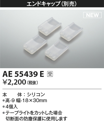 安心のメーカー保証【インボイス対応店】AE55439E コイズミ オプション 別売エンドキャップ  受注生産品  Ｔ区分の画像