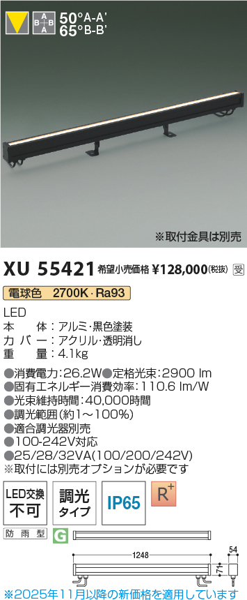 安心のメーカー保証【インボイス対応店】XU55421 （取付金具別売） コイズミ 屋外灯 エクステリアライト LED  Ｔ区分の画像