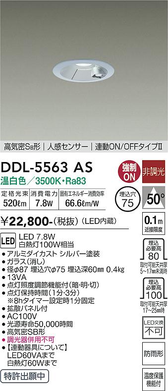 安心のメーカー保証【インボイス対応店】DDL-5563AS ダイコー 屋外灯 ダウンライト LED の画像