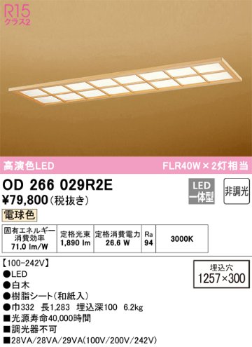 安心のメーカー保証【インボイス対応店】OD266029R2E （光源ユニット別梱包）『OD266029#＋UN4402RE』 オーデリック ベースライト 天井埋込型 LED  Ｎ区分の画像