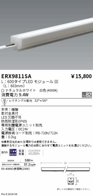 安心のメーカー保証【インボイス対応店】ERX9811SA 遠藤照明 ベースライト 間接照明 LED  Ｎ区分の画像