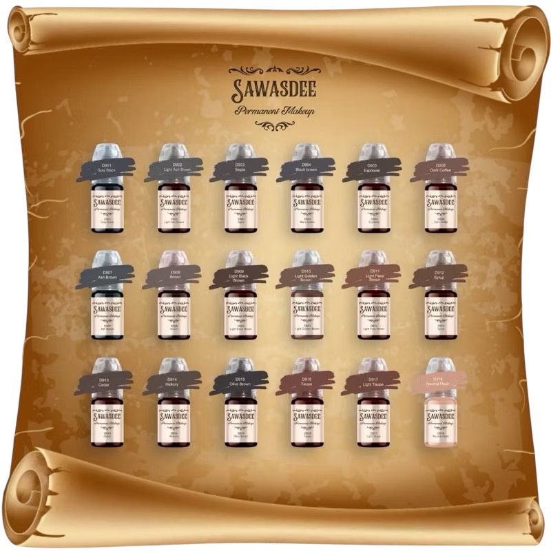 SAWASDEE 眉アートメイク用色素 12ml x 18色セットの画像