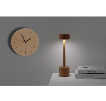 belaDESIGN ベラデザイン About Time Wood Alarm Clock オリジナル木製凹型ストライプ 大型壁時計 <C1708>の画像