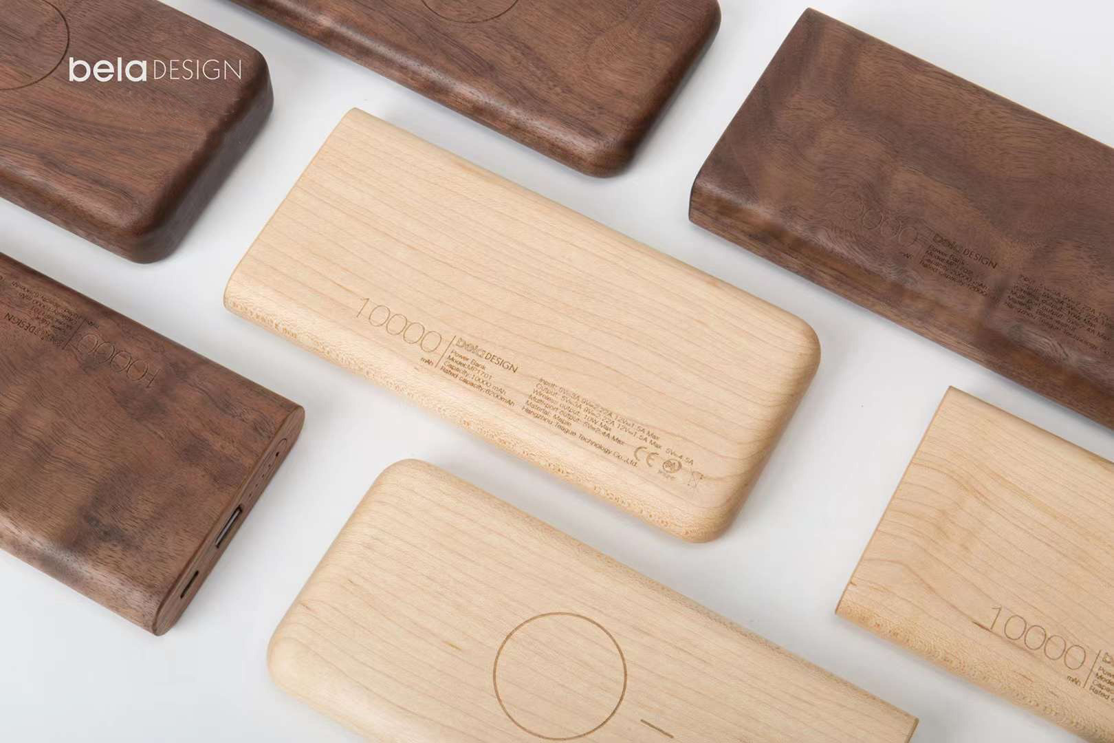 belaDESIGN ベラデザイン Wood Mobile Power モバイルパワー ワイヤレス急速充電（10000mAh）<MP1701>の画像