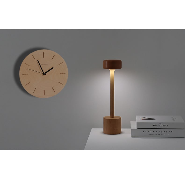 belaDESIGN ベラデザイン About Time Wood Alarm Clock オリジナル木製凹型ストライプ 大型壁時計 <C1707>の画像