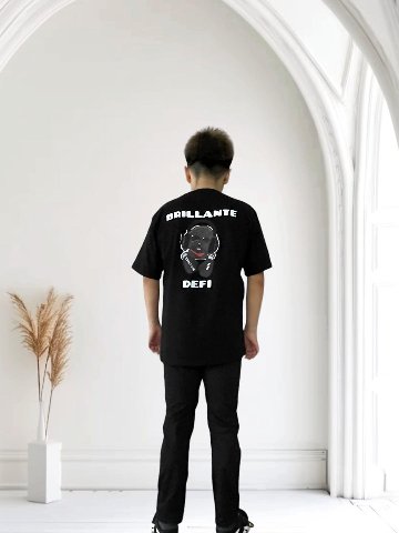 BRILLANTE DÉFI ヘッドホントイプー半袖Tシャツ　BLACKの画像